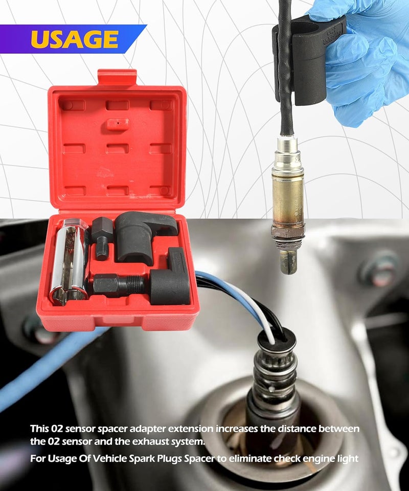 SCUARI 5PCS O2 Sensor Socket,Car Accessories Oxygen Sensor Socket,Oxygen Sensor Extender,O2 Sensor Wrench,O2 Oxygen Sensor Socket Set for Removing and Install Oxygen Sensors - Image 4